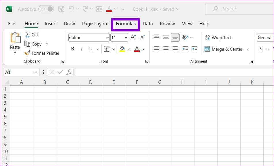 pestaña fórmula en excel