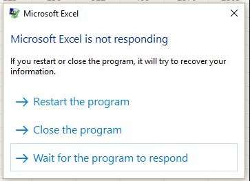microsoft excel is not responding error