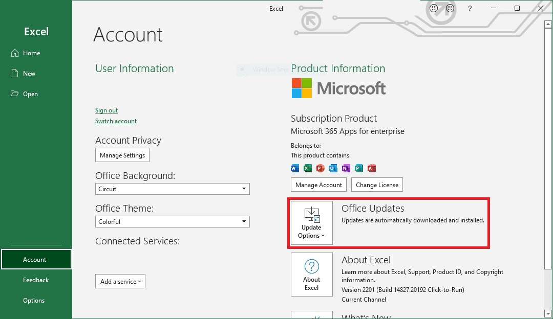 updating excel software