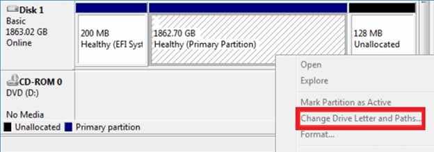 change drive letter and path 