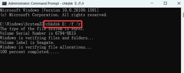 chkdsk x: /f /r