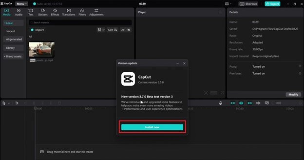 update capcut to the latest versio