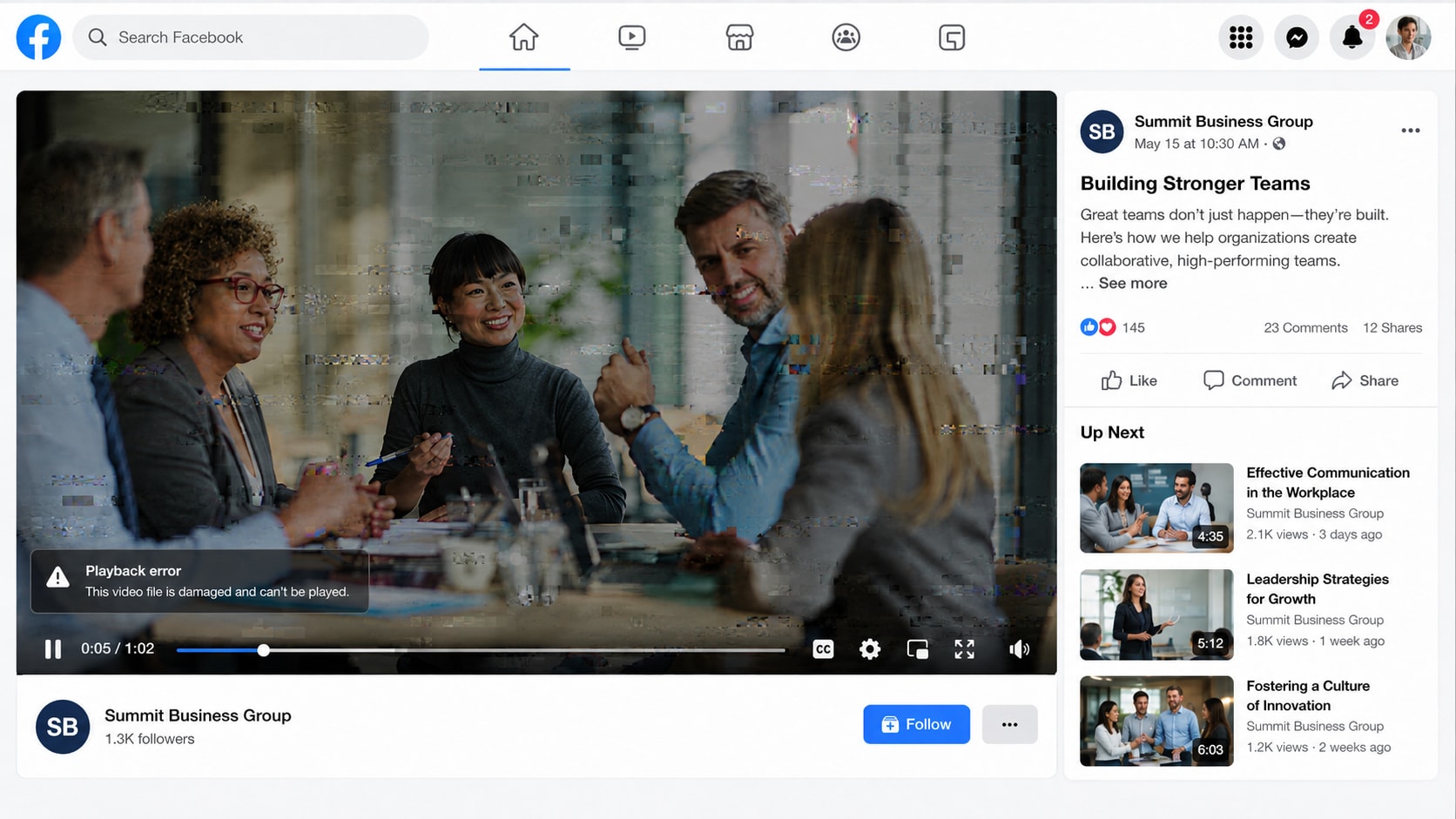 facebook video wont play before