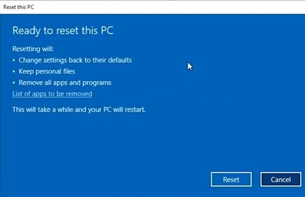 reset windows pc