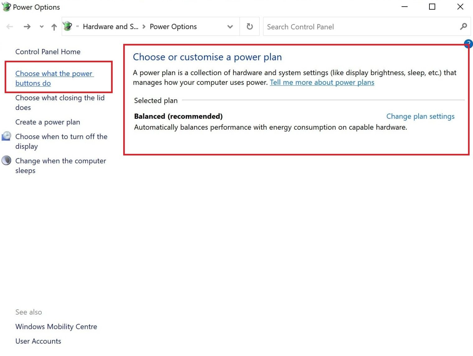 choose what the power buttons do