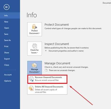 recover unsaved documents
