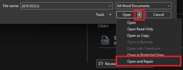 open and repair
