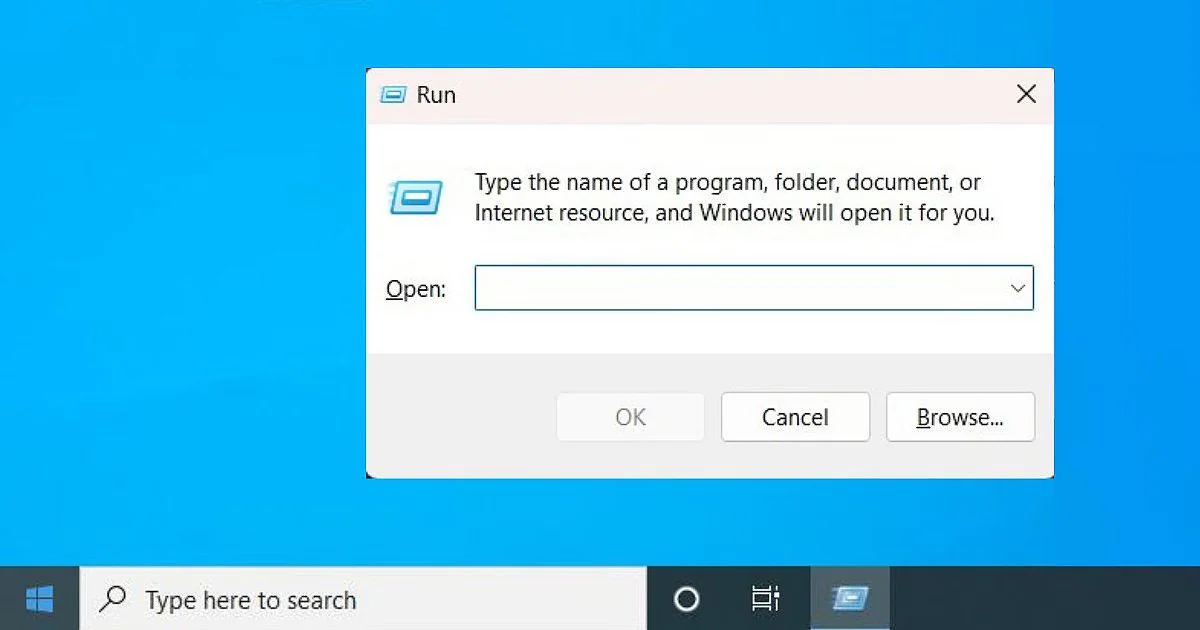 run dialog box in windows