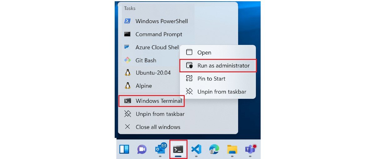 running windows terminal as administrator