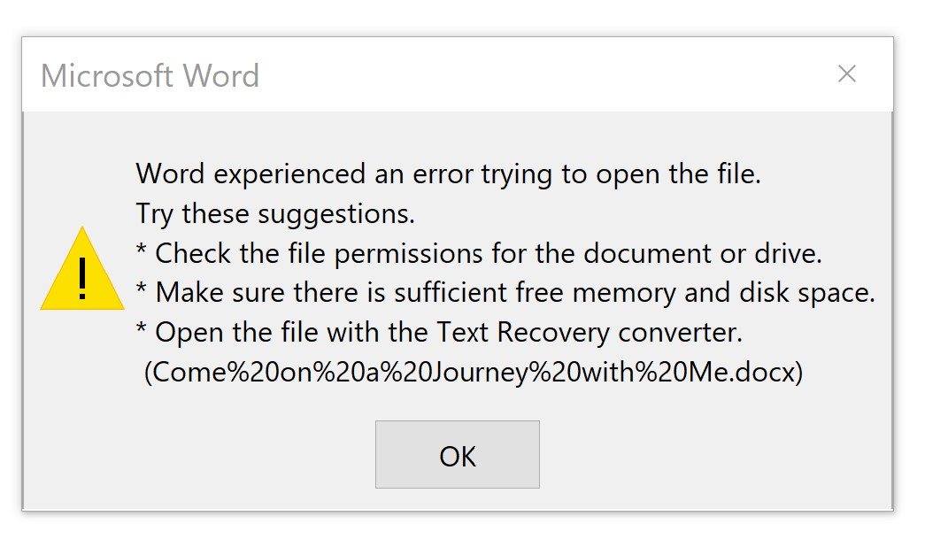 word file corrupt error 