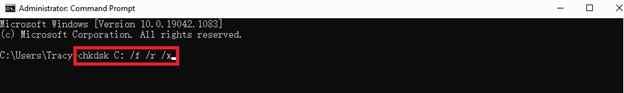 chkdsk c/f/r