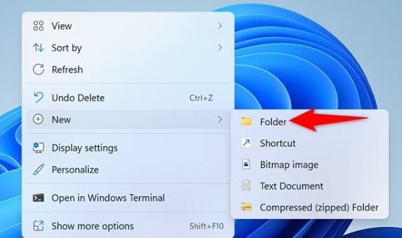 create a new folder 