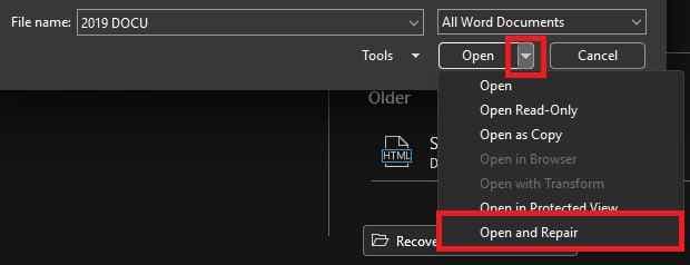 open and repair
