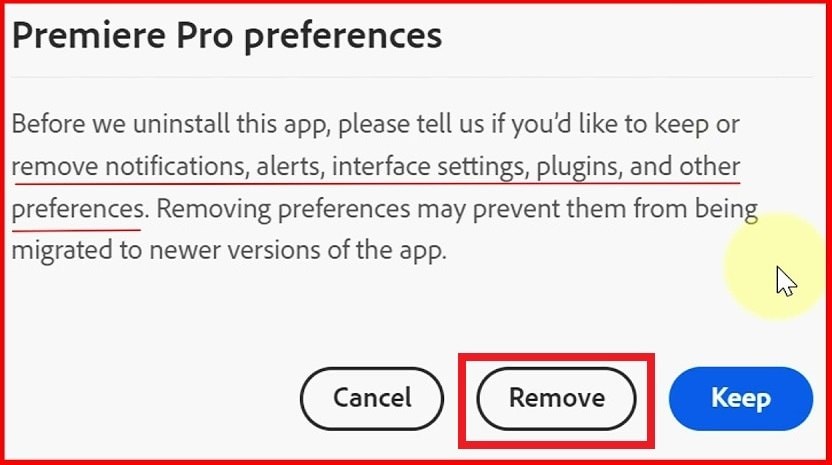 uninstall adobe premiere pro
