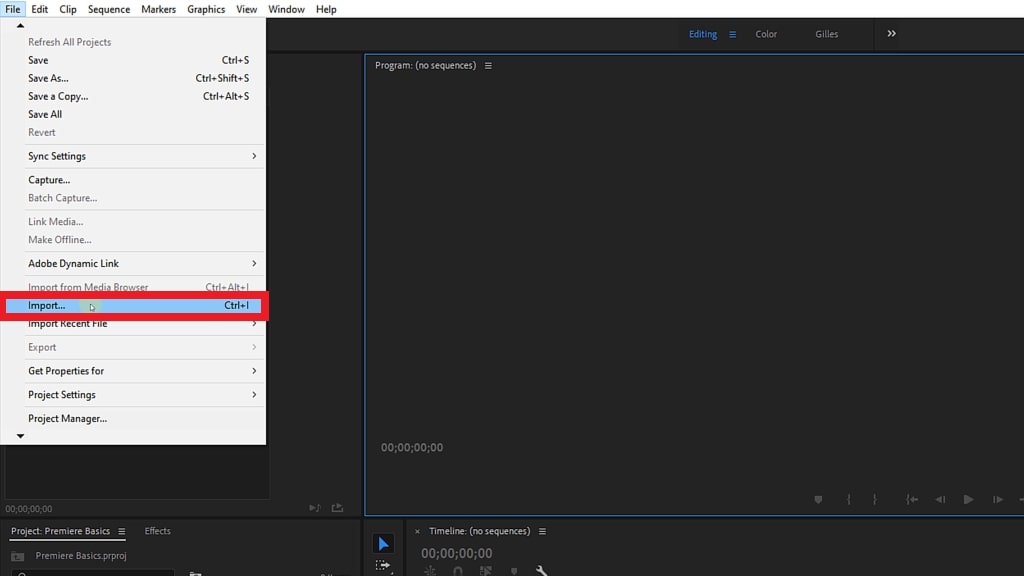 import file to premiere pro