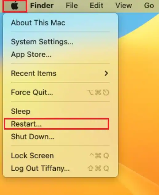 apple menu restart