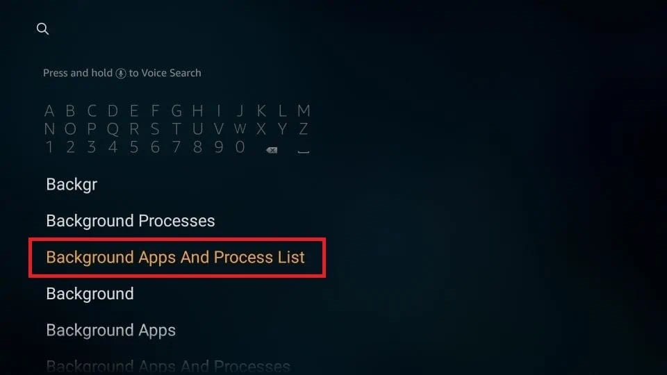 background apps and process list