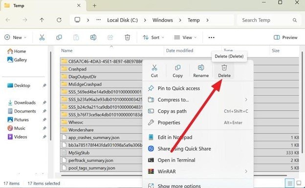 choose to delete files