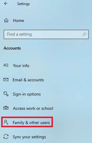 accessing family account settings 