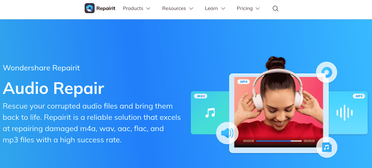 reparar archivos de audio con wondershare repairit audio repair