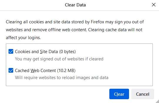 clear cached web data and cookies