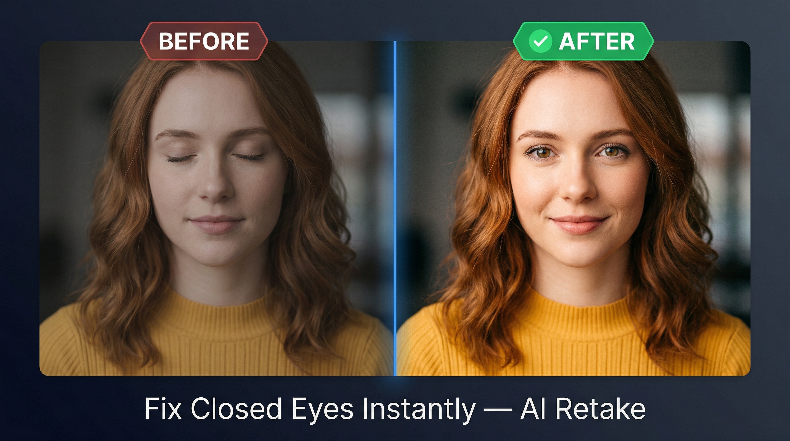 App Gratis per Correggere Occhi Chiusi nelle Foto | Relumi AI Retake