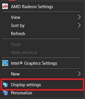 opening display settings 