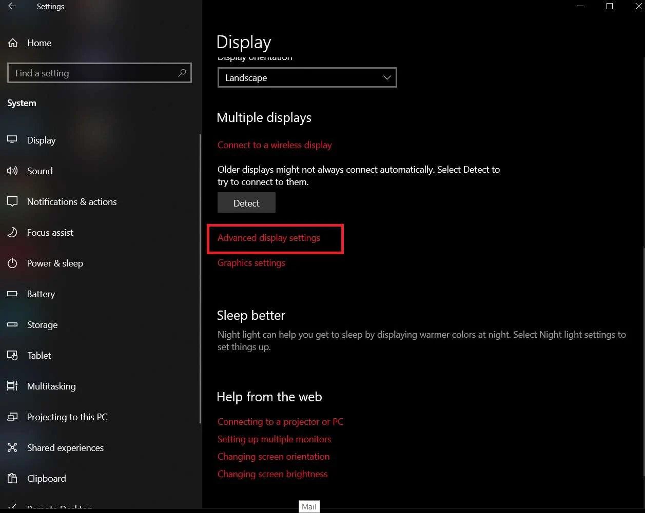 opening advanced display settings 