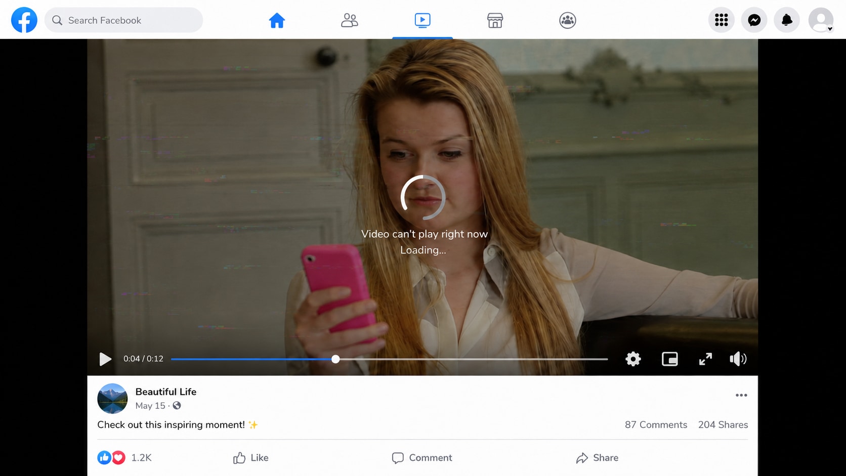 fix facebook video not working before