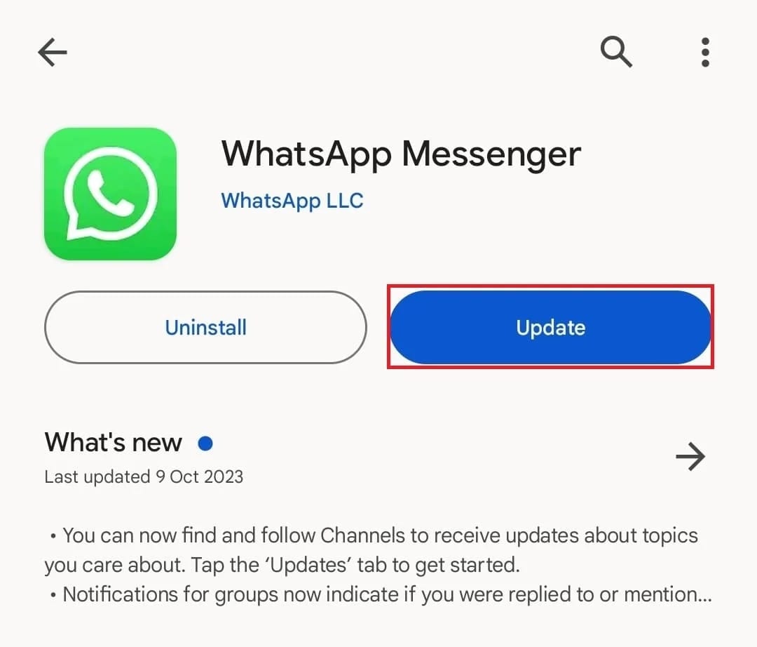 update whatsapp