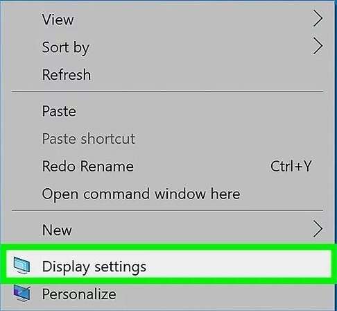 opening display settings 