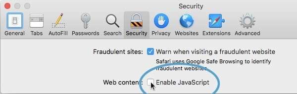 Javascript in Safari einschalten