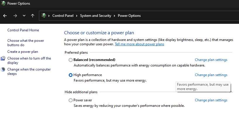 ajuste as opções de energia no computador Windows