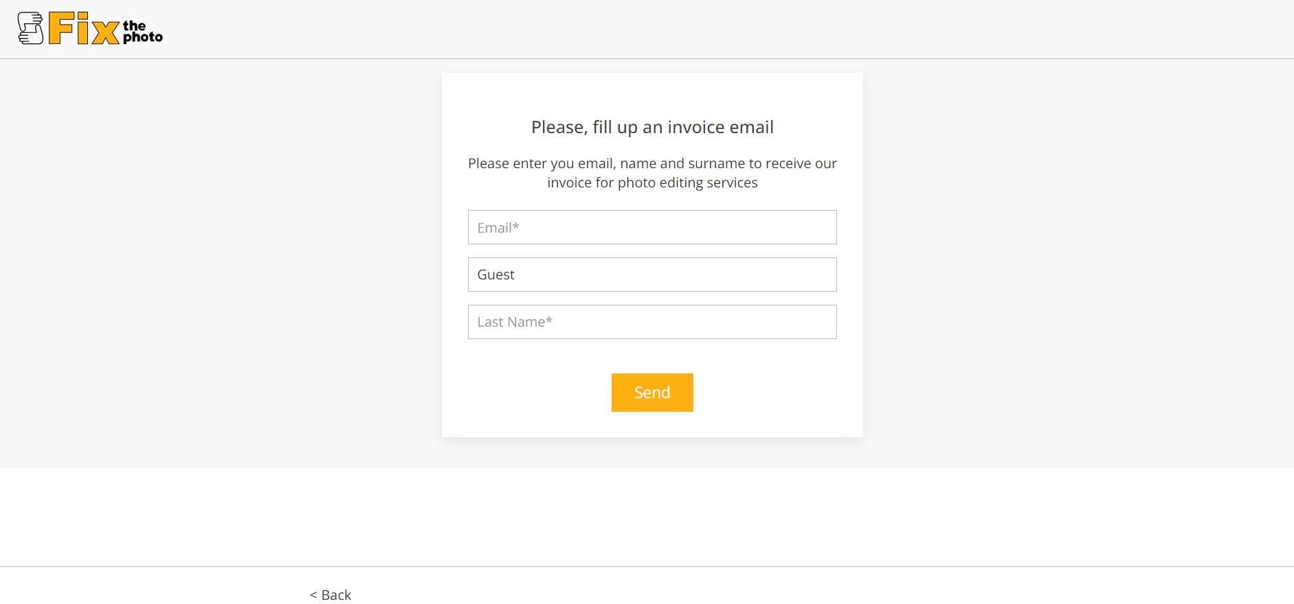 fixthephoto fill up an invoice email
