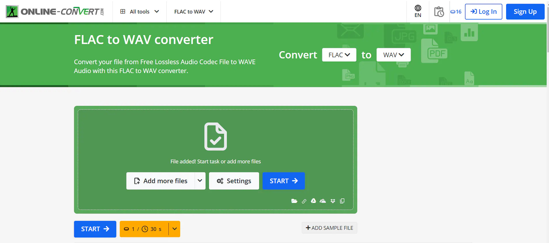 start conversion after choosing file 