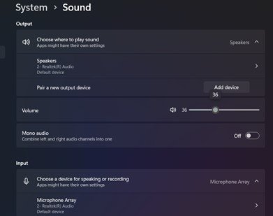 check audio settings