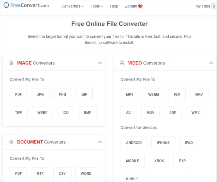 free convert user interface