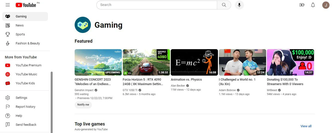 youtube gaming