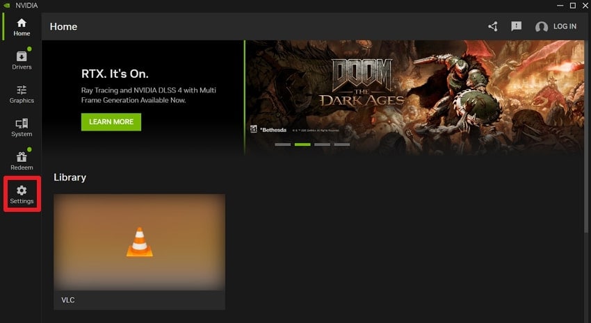 access settings icon in nividia
