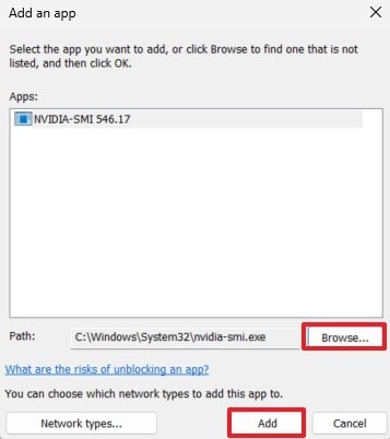 browse and add nvidia app