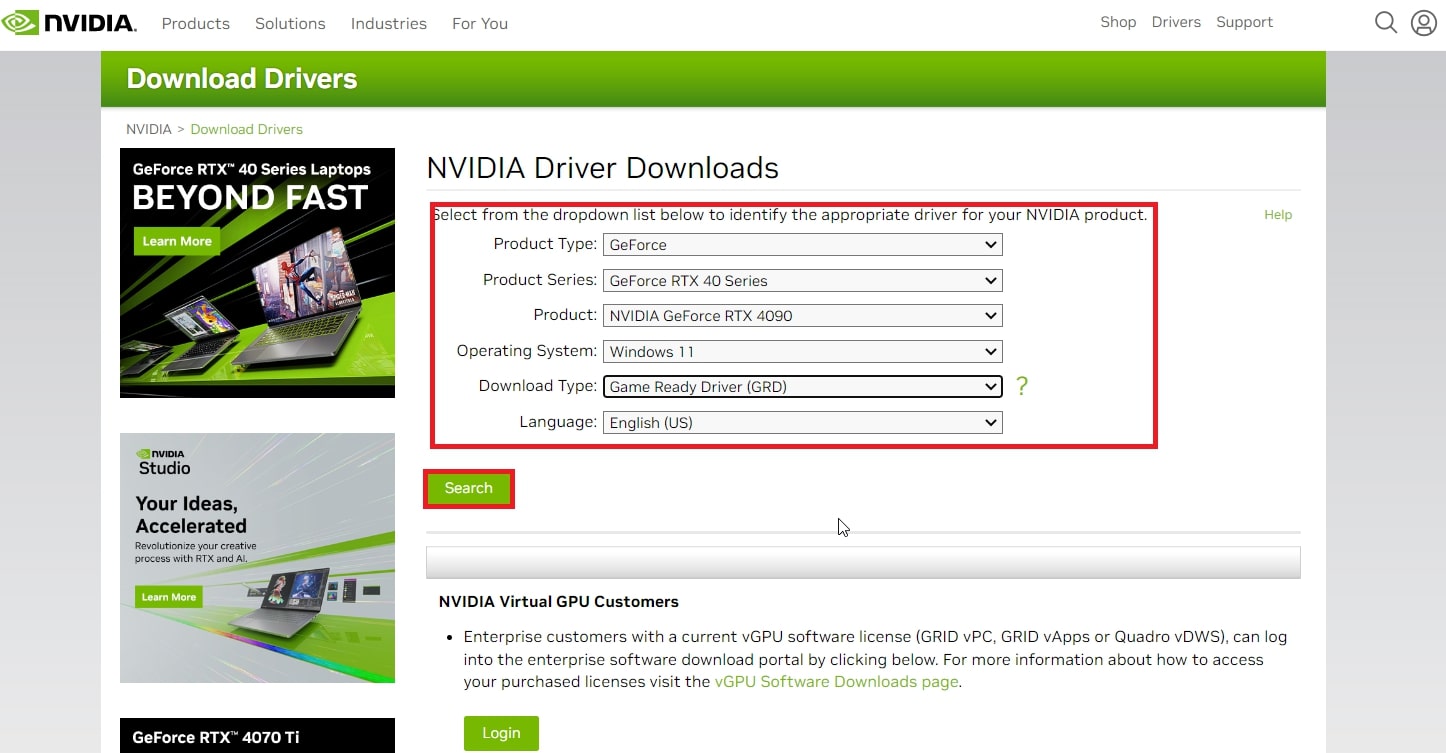 search driver