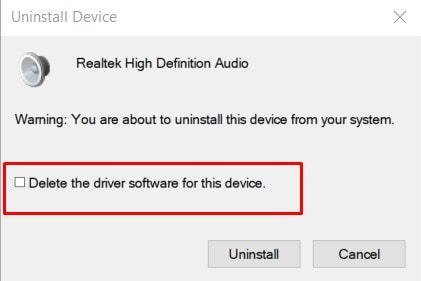 uninstall realtek high definition audio