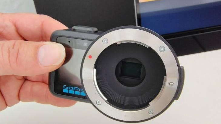 gopro mission 1 pro ils micro four thirds lens mount and sensor close-up