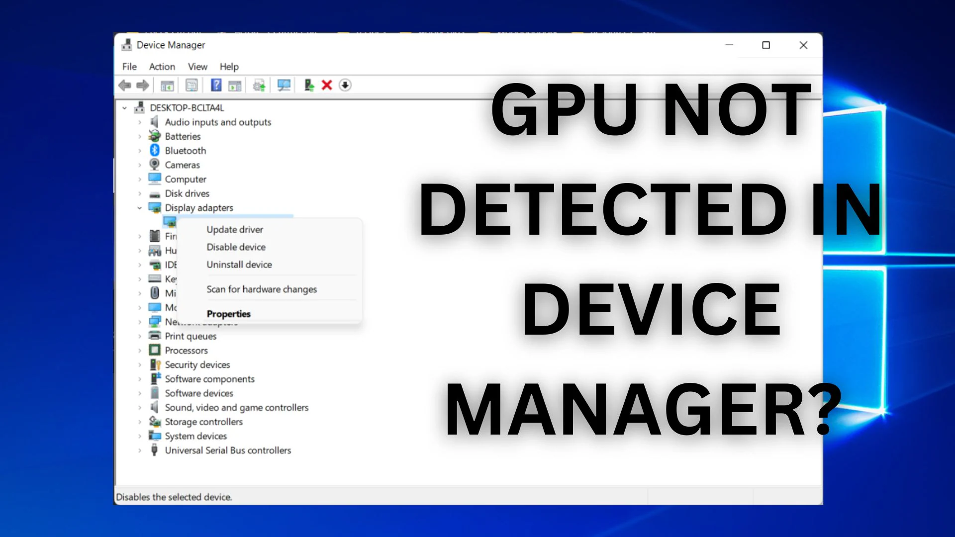 How to Solve GPU Not Detected in Device Manager? 100% Fixed!