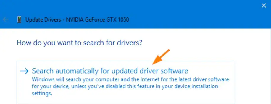 search automatically for updated driver software