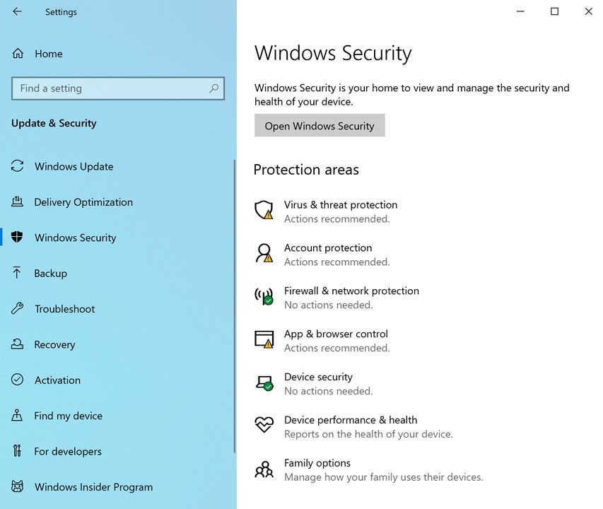 windows security scan screen