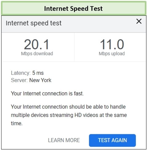 check connection speed