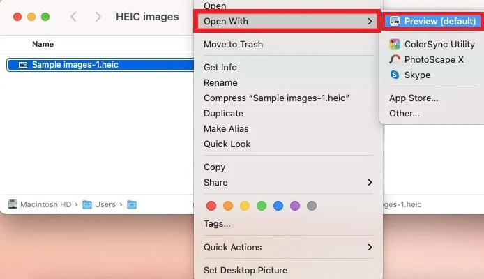 open heic with preview