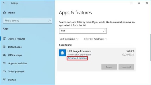 set heif image extension settings