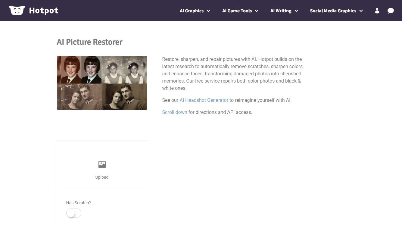 restore the old photos with the hotpot ai tool